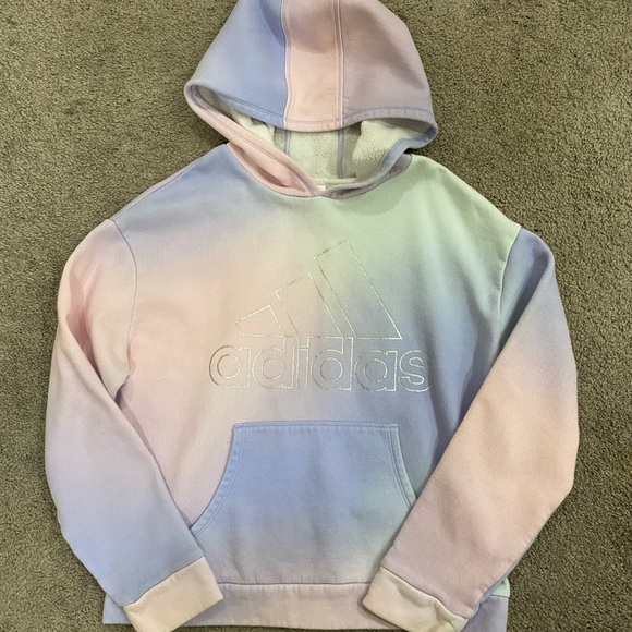 Girls Adidas Rainbow Colorful Hoodie size XL 16 - Picture 8 of 14